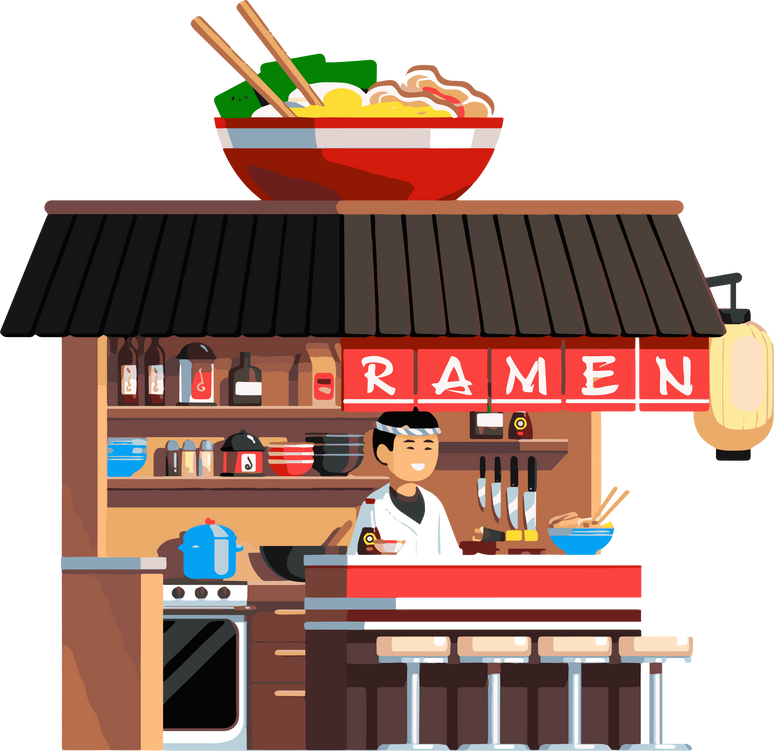 Traditional Japanese Ramen Noodles Soup Restaurant